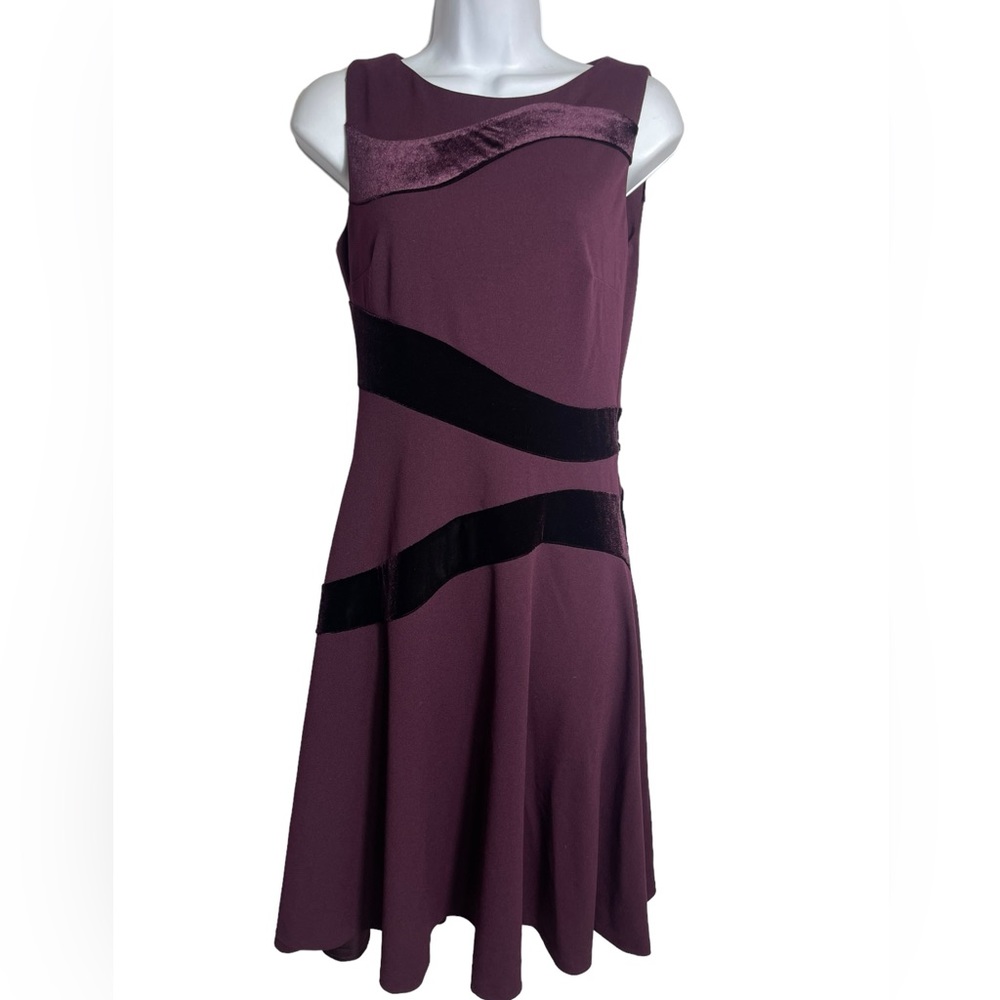 Calvin Klein dress size 2 stunning purple mulberry dress with velvet trim 💜